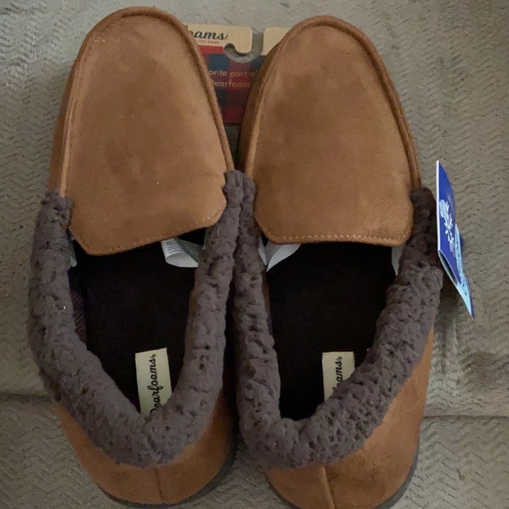 NWT Dearfoam Men’s Slippers Brown  Memory Foam Size L 11-12 - Picture 8 of 8